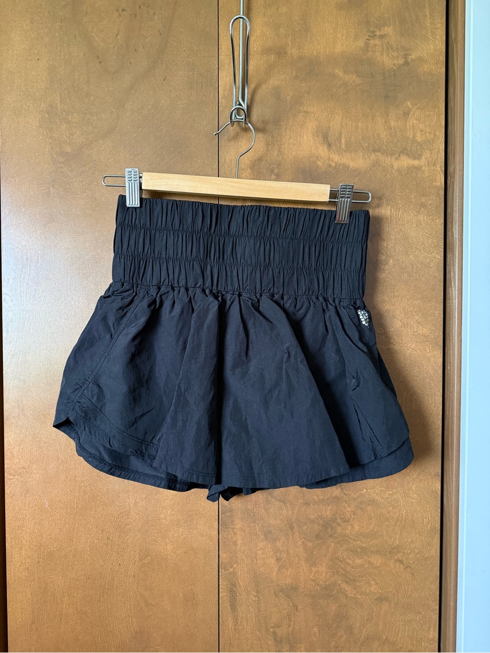 Free People Black Smocked-Waist Skort